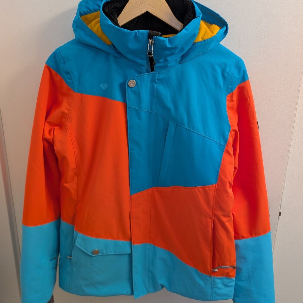 Obermeyer Insulated Ski or Snow Jacket for Girls in Orange and Blue